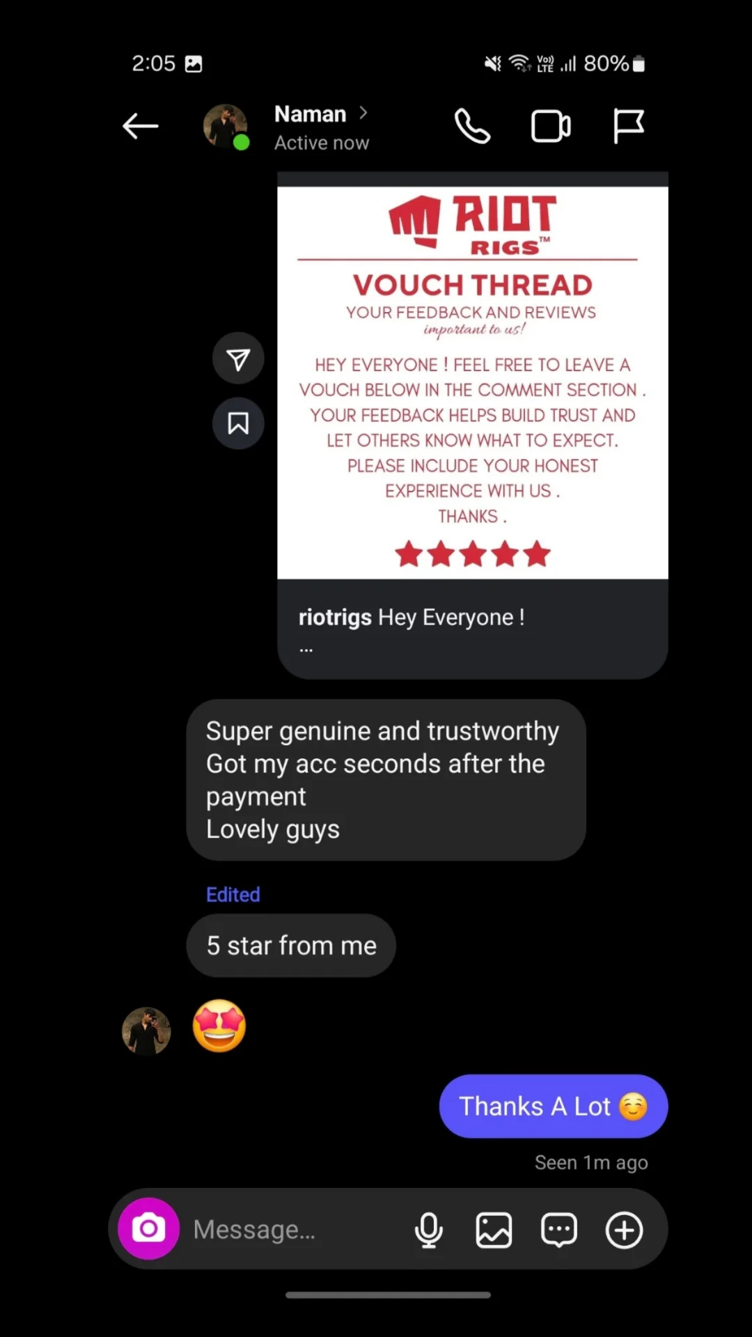 Instagram testimonial 3